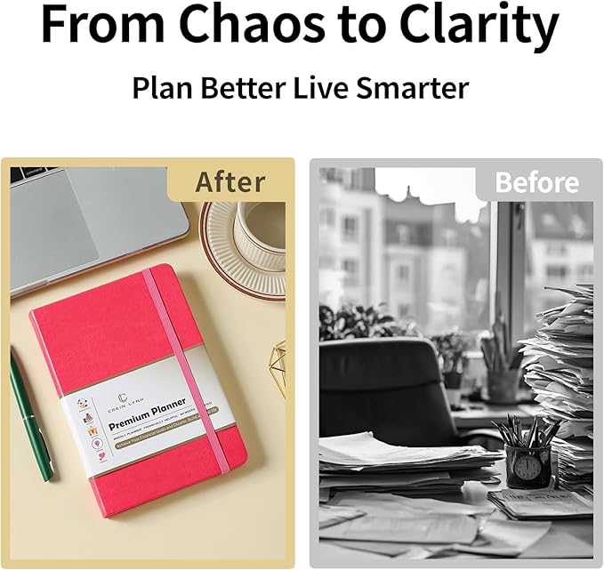 Crein Lynh 2025-2027 Premium Planner, Weekly & Monthly Calendar Planner with Budget & Goal Setting, January 2025 – December 2027, Tabs, Inner Pocket, Daily Journal Organizer for Women, A5, Pink