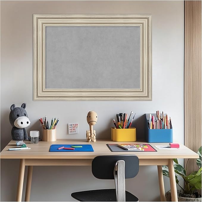 Amanti Art Silver Framed Magnetic Board 22x30 Medium Vision Board for use with Magnets, 100% Metal Sheet to Display Items as Office Decor or for Home Organization in mudroom, Kitchen or Kids Room