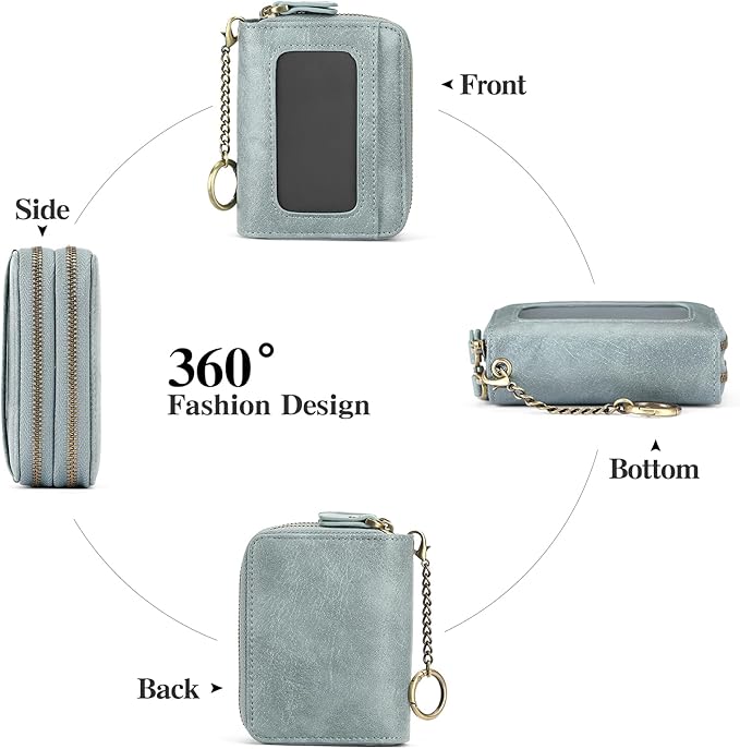 GOIACII Small Genuine Leather Wallet for Women, RFID Blocking Credit Card Holder Wallet