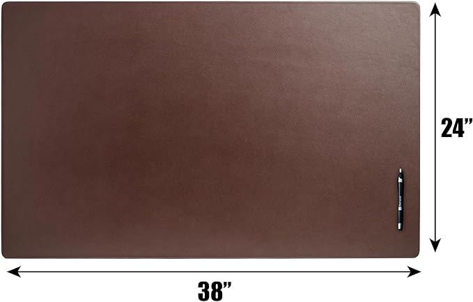 Dacasso Pad Without Side Rails Luxury Leather Blotter for Writing-Executive Desk Surface Protector, 38" x 24", Chocolate Brown