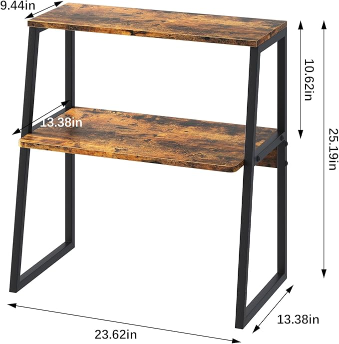 Arbuxzuy Printer Stand for Desk, Desktop Printer Shelf, 3 Tier Desk Shelf for top of Desk, Large Printer Stands Office Organization Shelves for Home Office Printer Fax Book, Rustic Brown