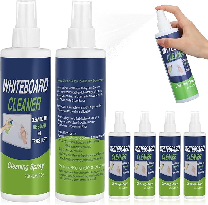 Swiffen 6 Pack Whiteboard Cleaner Spray Bottle 8.5oz Dry Erase Board Surface Cleaner White Board Cleaning Spray Removes Stubborn Marks from Chalkboard