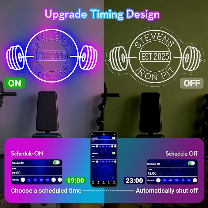 Customizable Gym Neon Sign Decor for Home Gym, Personalized Name GYM LED Light Up Signs, Custom Dumbbell LED Neon Light Decor for Home Gym, Fitness Club, Man Cave,Sports room, Fitness Lover Dad Gifts