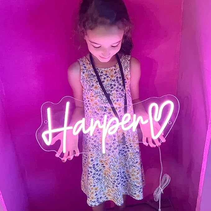 Custom Neon Signs for Wall Decor, Personalized LED Name Signs Neon Light for Bedroom Large Wedding Birthday Business Customizable Light up Sign Pink Sign Boy Girl Decoration
