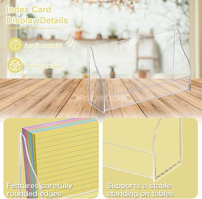 SHIQIKEJIPTY 5x8 Acrylic Index Card Holder Index Card Display Stand For Desk Note Cards File Box Postcard Holder Business Stand Display Index Organizer Case for Office Business Desktop(No Cards)