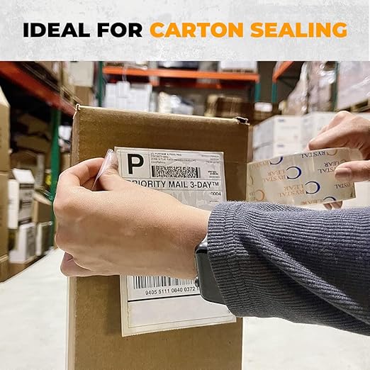 WOD CST22CC Crystal Clear See-Through Packing Tape – 3 inch x 110 yds. for Carton Sealing Mailing, Shipping, and Protection, Label Covering, Lamination, and Outdoor Uses.