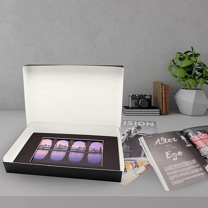 Lineco Museum Archival Storage Box, 16.75x20.75x3 in. Drop Front Design. Acid-Free with Metal Edge. Organize Photos, Pictures, Prints, Documents, Crafts, DIY. Black, 6 Pack