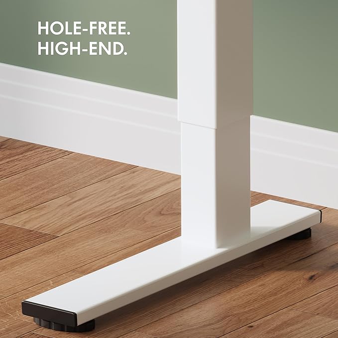 FLEXISPOT One-Piece 48" Standing Desk with Acrylic-Front Drawer, Fast-Assembly Ergonomic Sit-to-Stand Desk with MDF Top, 4 Height Memory Presets Touch-Control, Home Office Computer Workstation, White