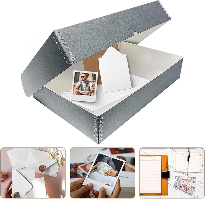 Lineco, 11x17 Clamshell Archival Folio Storage Box, 3" Deep, Acid-Free with Metal Edge Preservation Box. Preserves Picture Magazines Longevity, Organize Photos or Documents, Artwork, DIY