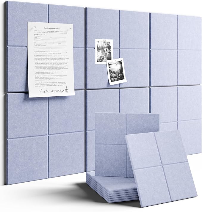 Fluxynara Large Felt Bulletin Board 36" x 24"Cork Board Alternative-6 Pack with 40 Safe Removable Adhesive Tabs, Cork Boards for Walls Cork Board for Home Office Classroom Pin Board-Soft Periwinkle