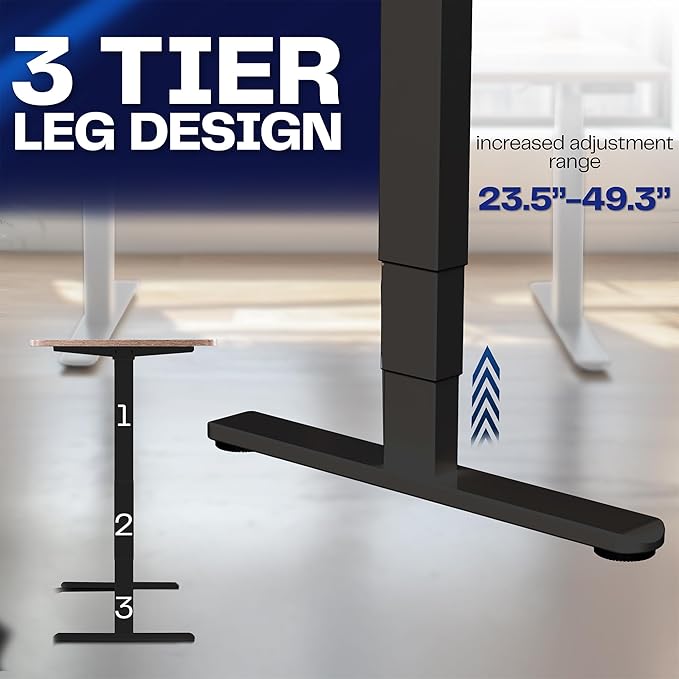 VIVO Electric Dual Motor Stand Up Desk Frame for 40 to 85 inch Table Tops, Frame Only, 3 Stage Height Adjustable DIY Workstation with Memory Controller, Black, DESK-V103E