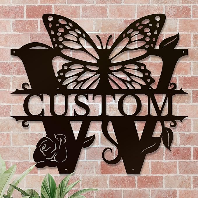 Personalized Custom Letter Name metal Signs,Custom Black Letter Monogram Wall Art Decor,Metal Signs Plaques Outdoor wall Decorative Signage (W)