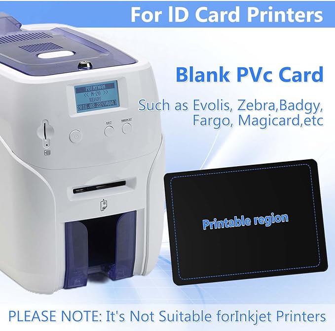 100 Pack - Premium Blank PVC Cards for ID Badge Printers - Premium Quality Black CR80 30 Mil (CR8030) by KLMNDUO - Compatible with Most Photo ID Badge Printers(Black)