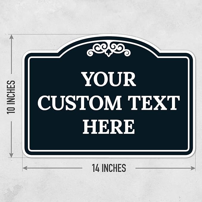 Custom Decorative Sign, Personalized Metal Sign for Business, Driveway, Home, Airbnb, Office Door Plaque, Black Background Sign, 14x10 Inches, ACM, Fade Resistant, Made in USA by Sigo Signs