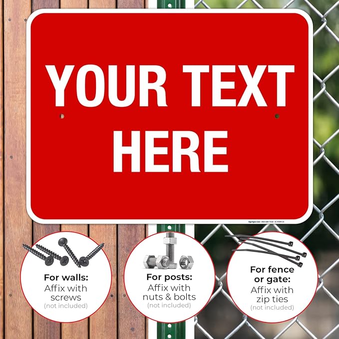 Personalized Custom Red Background Customize for Office, Business, Workplace, Home, Airbnb, Delivery Sign, 18x24 Inches, Rust Free .063 Aluminum, Fade Resistant, Made in USA by Sigo Signs