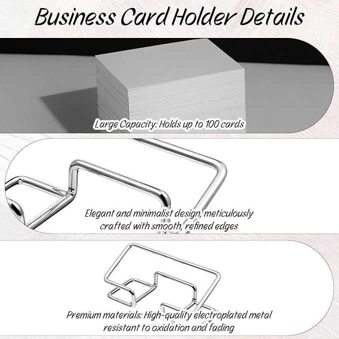 Skrfren 2Pcs Metal Business Card Holder for Desk, Elegant Gold and Silver Business Card Organizer Modern Cards Display Stand for Office Reception Event Conference Room Men Women