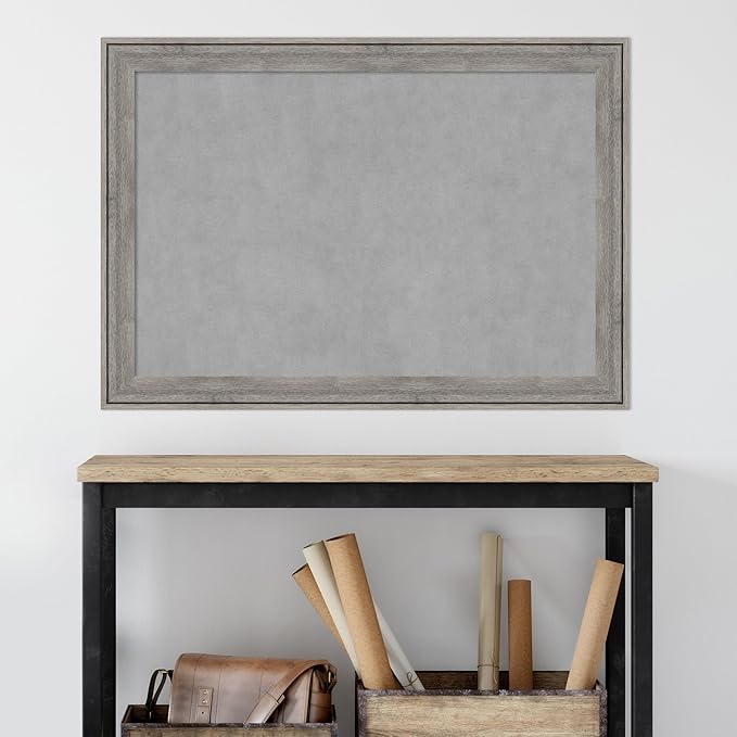 Amanti Art Grey Framed Magnetic Board 29x41 Large Vision Board for use with Magnets, 100% Metal Sheet to Display Items as Office Decor or for Home Organization in mudroom, Kitchen or Kids Room