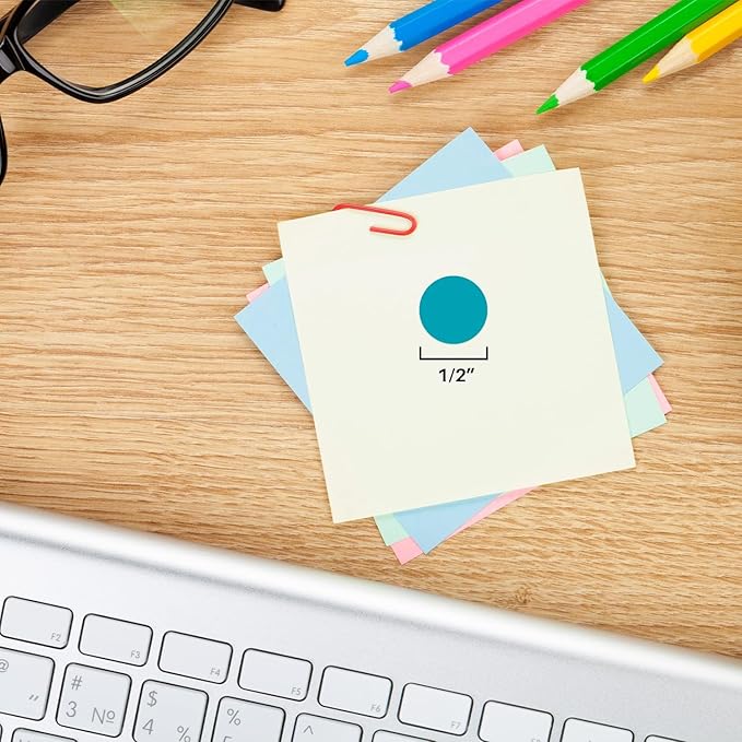 ChromaLabel 0.50 Inch Round Label Removable Color Code Dot Stickers, 1000 Labels per Dispenser Box, Teal