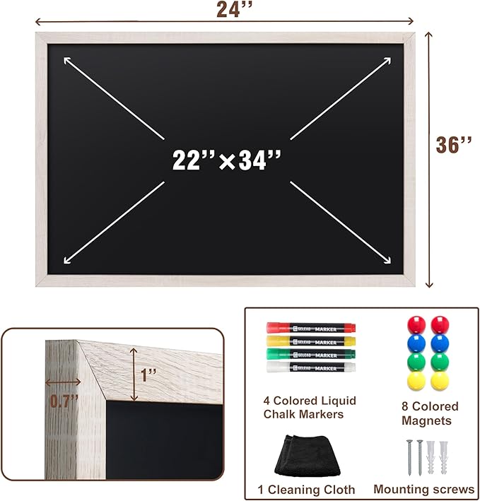 SELEAD Magnetic Chalkboard Words Sign - 24" x 36" Large White Frame Wall Decor Bulletin Chalk Board for Menu, Business, Restaurant, Farmhouse