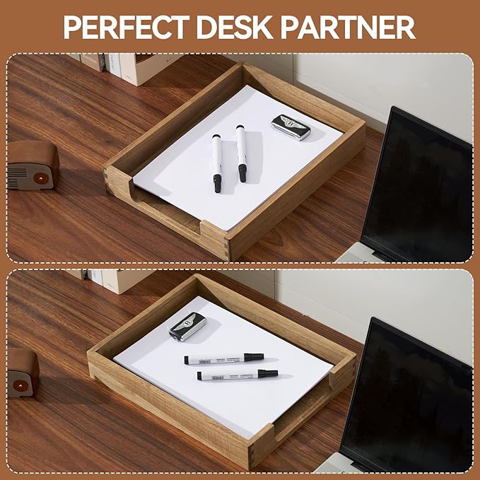 Kirigen Wood Letter-Size Tray Single-Tier(TP-DBR)- Wooden Tones Collection Front-Load Documents Tray for Office Desktop Organizer - Desk Magazine, File, Folder, Paper Holder Drak Brown