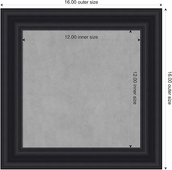 Amanti Art Black Framed Magnetic Board 16x16 X-Small Vision Board for use with Magnets, 100% Metal Sheet to Display Items as Office Decor or for Home Organization in mudroom, Kitchen or Kids Room