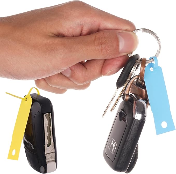 Self Locking Arrow Key Tags 1,000 Pcs (Blue) - Size 4 1/2" x 3/4" Plastic Car Key Labels Arrow ID Tags | Key Identification Tags Self Lock for Car Dealer Supplies, Office Automotive Shops
