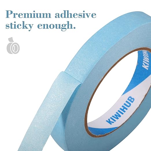 KIWIHUB Light Blue Painters Tape,1 inch x 60 Yards x 5 Rolls (300 Yards Total) - Medium Adhesive Masking Tape for Painting,Labeling,DIY Crafting,Decoration and School Projects