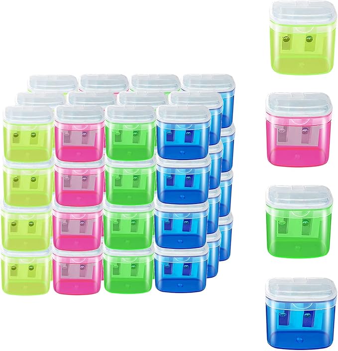 Gutyble 48 Pcs Manual Pencil Sharpeners with Lid, for School,Office and Home
