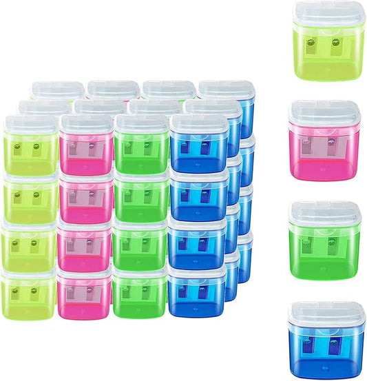 Gutyble 48 Pcs Manual Pencil Sharpeners with Lid, for School,Office and Home