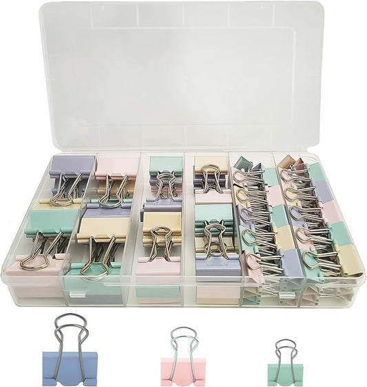 76 Pcs Colored Binder Clips Paper Clamps Assorted Sizes Small Medium Large Colorful Binder Clips for Office Supplies Set