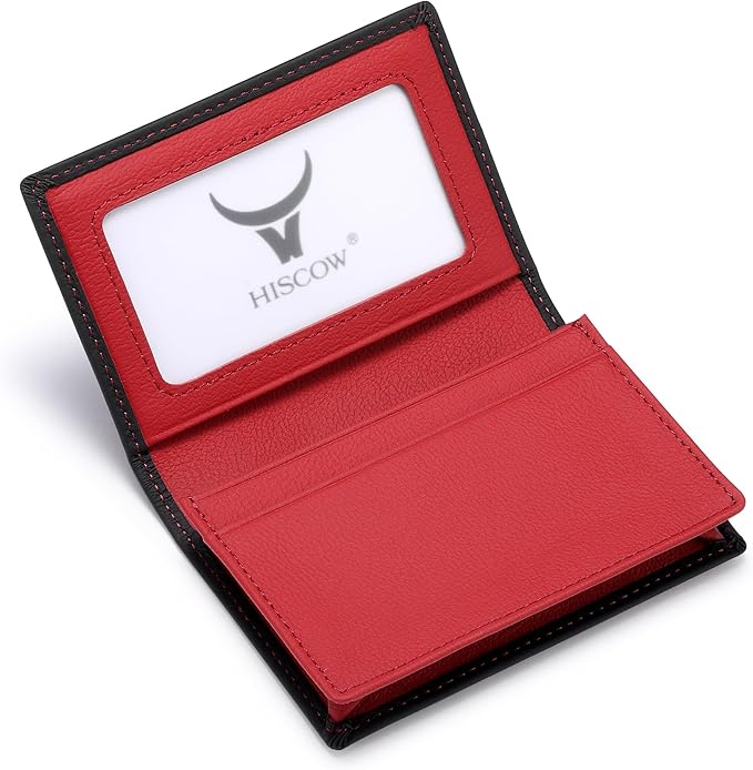 Leather Business Card Case Holder for Men & Women, Italian Calfskin