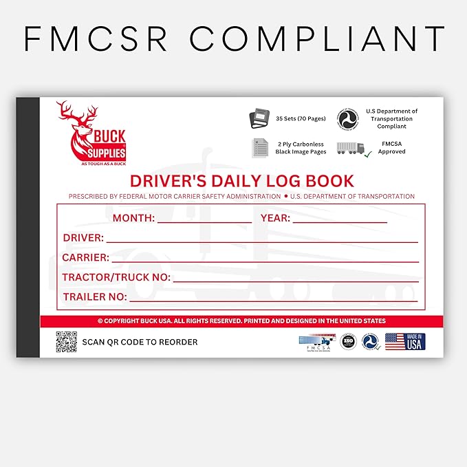 25 Pack Driver Daily Log Books for Truck Drivers with 7 & 8 Day Recap - 35 Sets of Forms Per Log Book, 2-Ply Carbonless, 5.5" x 8.5", DOT Log Book for Truck Drivers, FMCSA Compliant, Easy Tear-Out