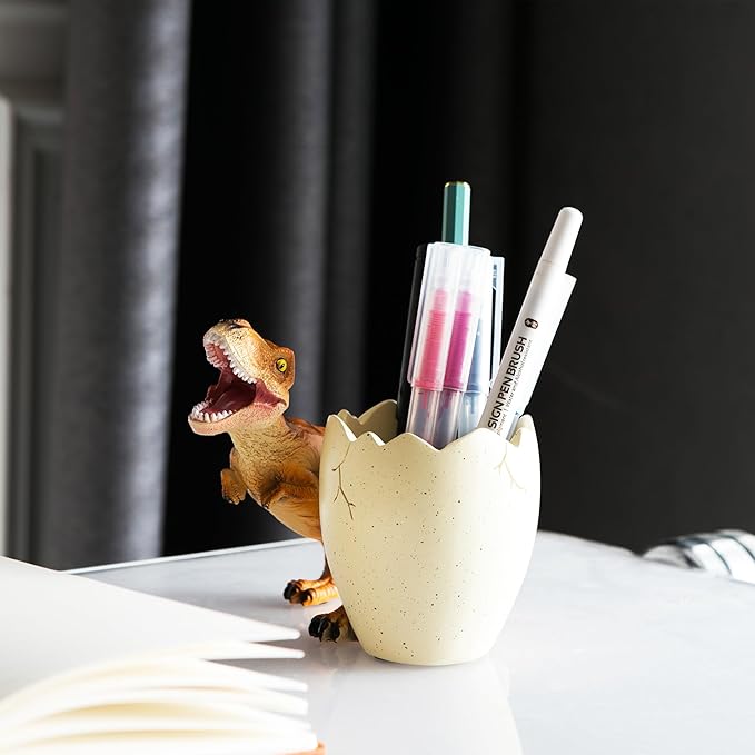Banllis Dinosaur Pen Holder & Pencil Holder for Desk, Trex Desk Accessories Jurassic Park Office School Supplies, Dino Toothbrush Holder, Idea Gifts for Adults Kids Women Men