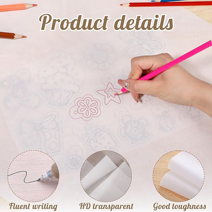 Tracing Paper Roll 17in x 50yd, White Trace Paper Pattern Paper Translucent Tracing Paper for Sewing, Drawing, Sketching, Gift Wrapping