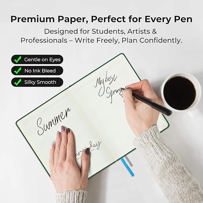 IN-LUXPRO Planner 2026 Daily Weekly and Monthly,6.5"x3.75",12 Months Spiral Bound Calendar Agenda with Self-adhesive Pen Holder,2026 Appointment Book with Vegan Leather Soft Cover,Green