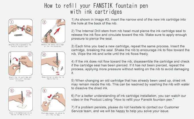 FANSTIK, Customized Fountain pen with name (MADE IN USA), stainless steel, black and Silver, luxury engraved pen personalized for men and for women. (Fountain Black-Silver)
