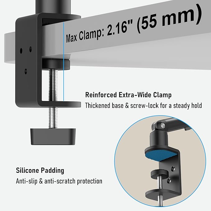 iPad Holder for Desk, Adjustable Tablet Arm iPad Desk Mount with C-Clamp, 30" Foldable Long Arm & 360° Rotation, Fits 4.7"–15.6" i Pad Pro/Air/Mini, Phones & 15.6" Portable Monitors for Desk/Bed Use