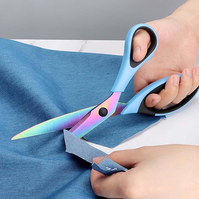 Zicolu 8.5" Scissors Bulk Set of 12-Pack, Sharp Scissors all Purpose Heavy Duty, Non-Stick and Titanium Coating Blade, Multipurpose Shears for Office Home School Sewing Fabric DIY Craft Supplies