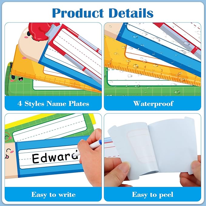PETCEE Desk Name Plates for Classroom - 36Pcs Personalized Student Desk Name Tags Stickers for Kids Self Adhesive Names Labels for Kindergarten Preschool Elementary Back to School Teach Supplies