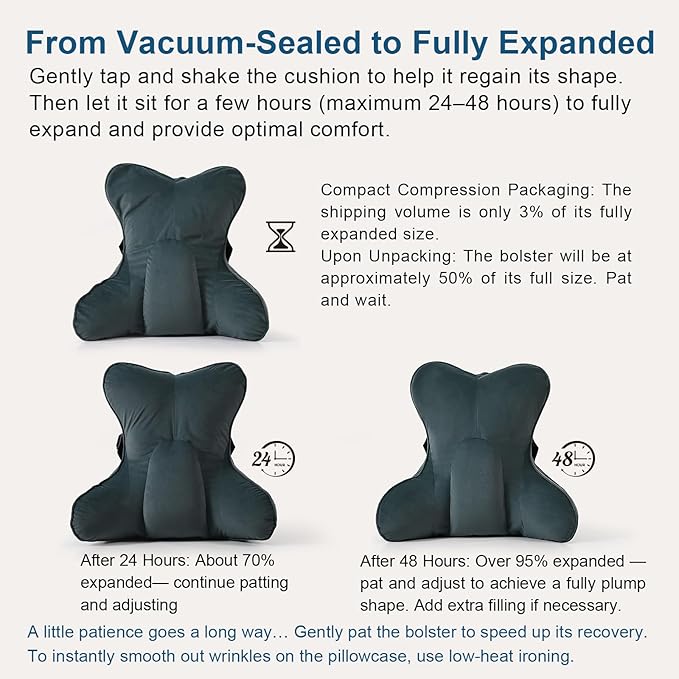 Ailuteie Lumbar Support Pillow(Pat. Pend) for Lower Back Pain Relief – Multi-Functional Ergonomic Lumbar Cushion, Reading Pillow for Office Chair, Car Seat & Sofa,Charcoal Gray