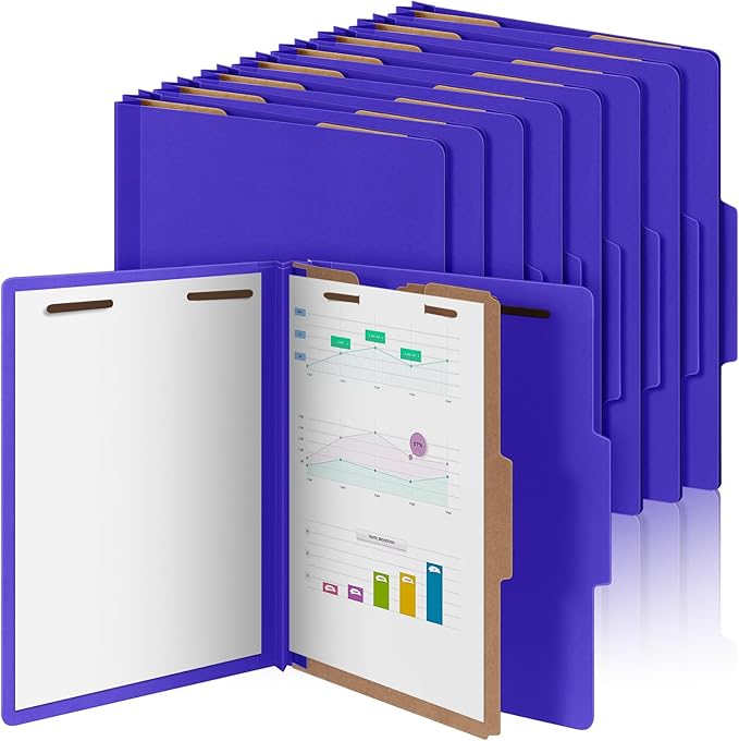 Skyygemm 24 Pcs Classification Folders Letter Size, 1 Divider Pressboard File Folder with Fasteners, Expanding File Organizer Bulk for School Teachers, Office Employee, Coworker, Staff (Purple)