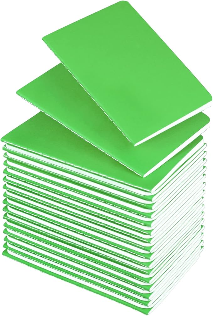 Lzerking Mini Notepads Bulk 36 Pack 3.5 x 5.5 Inches,Small Pocket Journal Notebooks-Green Cover, 30 Sheets/60 Pages, Children Can Use to Write Stories