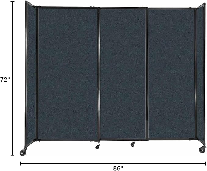 Versare Straightwall Sliding Portable Wall Partition | Freestanding Office Dividers | Locking Wheels | Temporary Room Separator | 7'2" Wide x 6' Tall Blue Spruce Fabric Panels