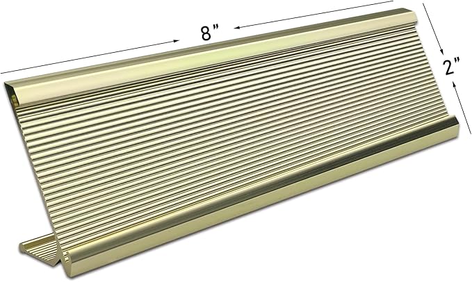 10 Pack 2" x 8" Aluminum Desk Name Plate Holder, Office Name Plate Holder for Desks, Desk Sign Holder for Office Conference, Meeting Room or Other Business Event (Gold)