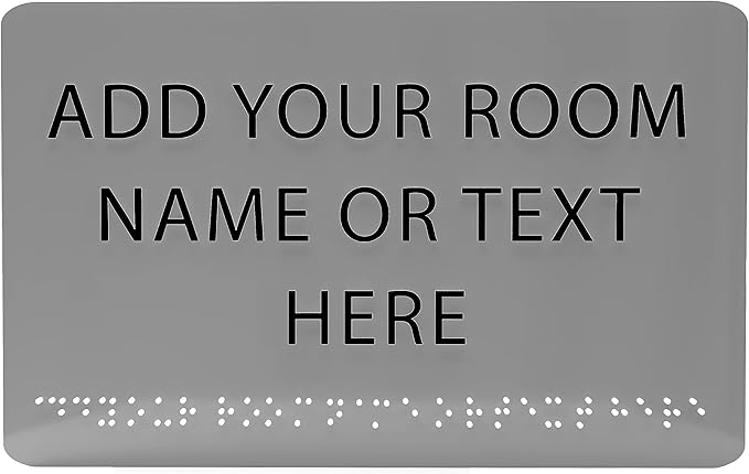 ADA CENTRAL SIGNS - 9" X6" Personalized Custom Sign - ADA Compliant Tactile Graphics Grade 2 Braille Text Acrylic Wall Signs - Add Your Room Name Text Sign for Home School Office Business Workplace