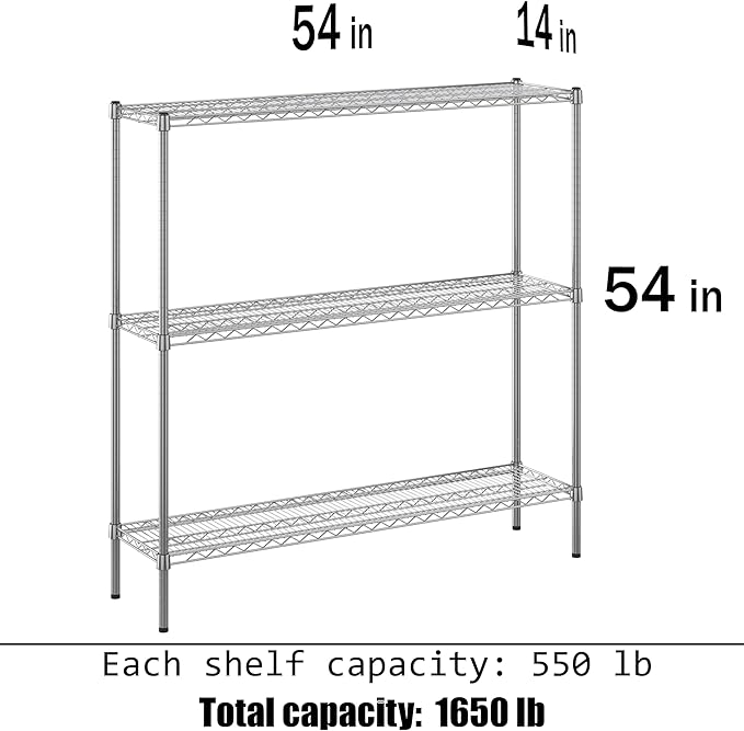 Regal Altair 14" Deep x 54" Wide x 54" Height Wire Shelving Kit | 3-Tier | NSF Commercial Storage Rack Unit