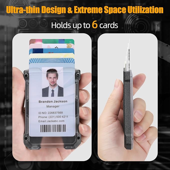 Oaridey Retractable Badge Holders, Heavy Duty Retractable Keychain with Tactical ID Card Holder (Holds 6 Cards) - 31.5” Badge Reel Key Chain