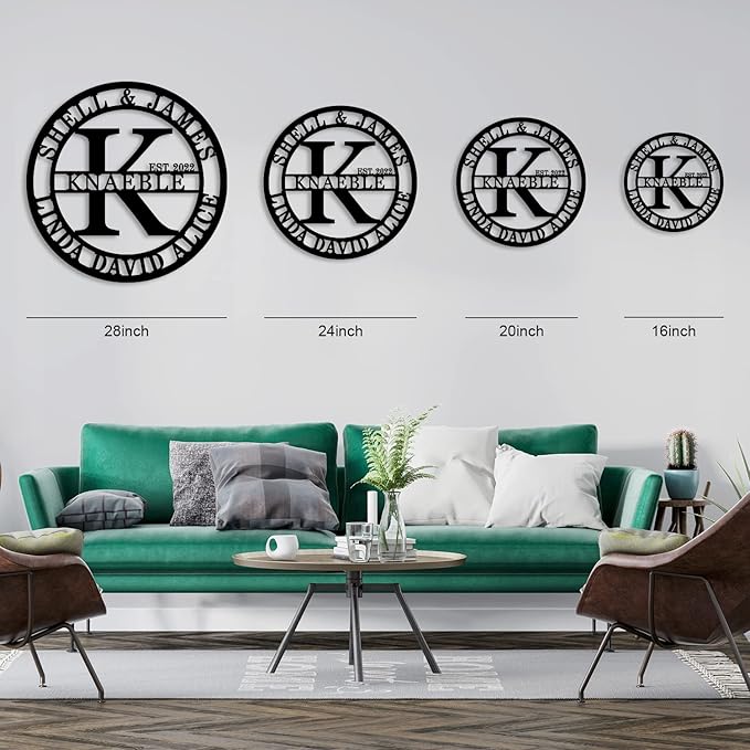 Personalized Family Name Sign Custom Family Metal Signs Monogram Letters Wall Decor Personalized Name Signs for Home Decor Personalized Metal Sign Established Sign Initial Split Letter Monogram Sign