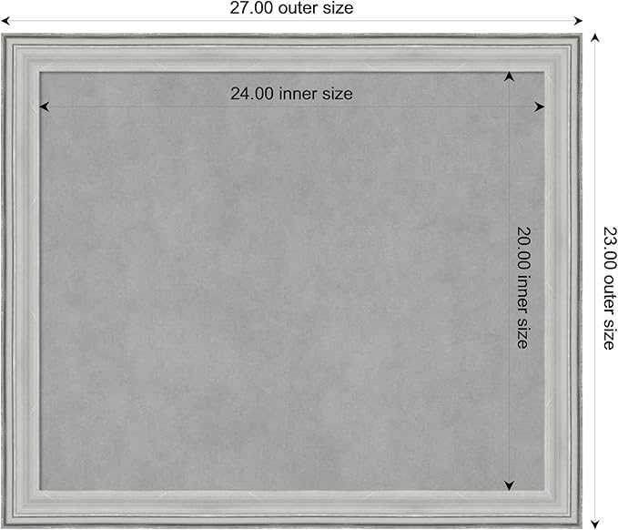 Amanti Art Silver Framed Magnetic Board 23x27 Medium Vision Board for use with Magnets, 100% Metal Sheet to Display Items as Office Decor or for Home Organization in mudroom, Kitchen or Kids Room
