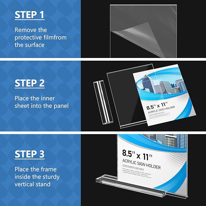 Eocnrhe Acrylic Sign Holder 8.5 x 11 10 Pack, Double-Sided Clear Sign Holder Plastic Stands for Display, Table Sign Stands, T Shape Flyer Holder